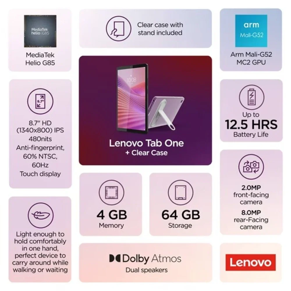 🔥Lenovo Tab One - MediaTek Helio G85- 4GB RAM / 64 GB Storage / 8.7